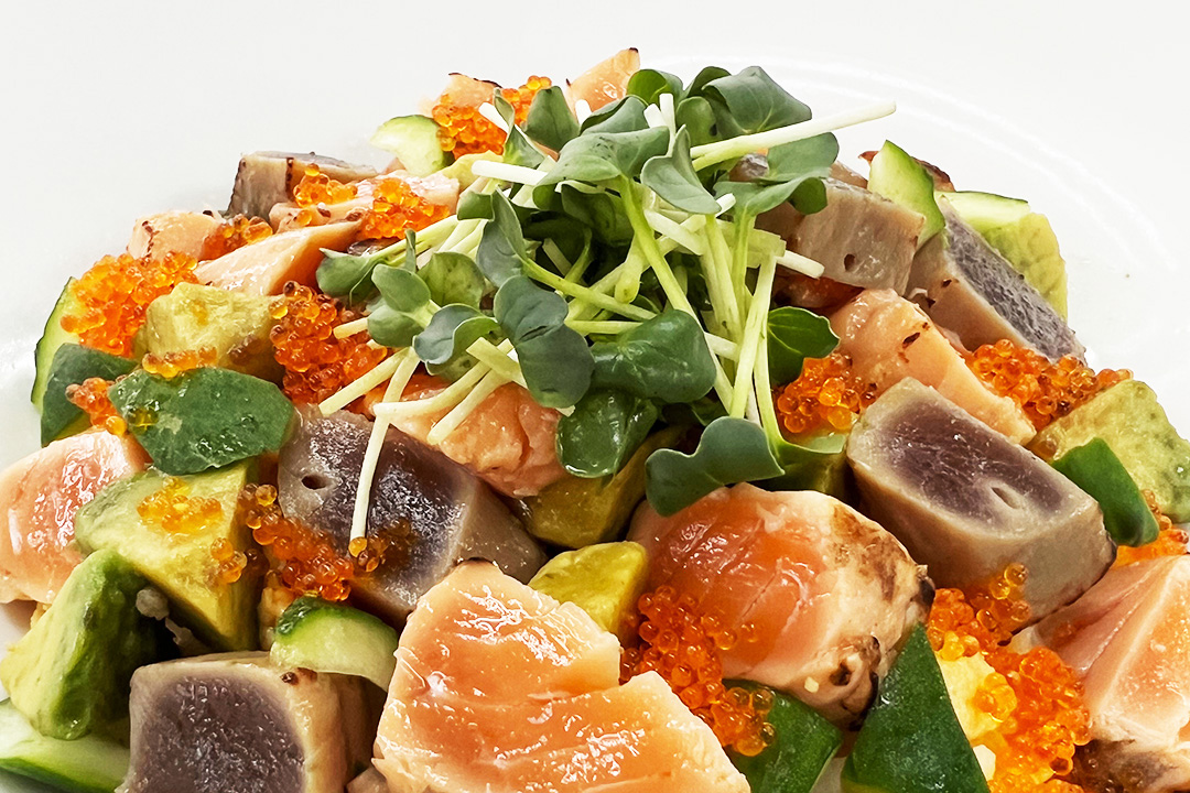 本マグロとノルウェーサーモンの炙りちらし寿司